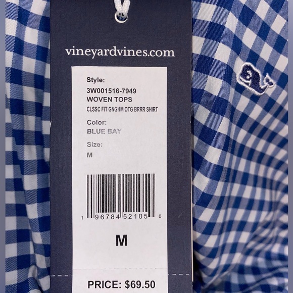 Vineyard Vine Boys' On-The-Go brrrº performance Gingham Shirt. Size Medium 12-14 - Picture 4 of 4